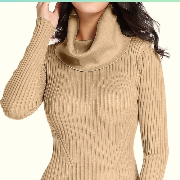 United States Sweaters Cowl Neck Sweater Sparkling Metallic Gold Ribbed Knit SzM - Picture 3 of 11
